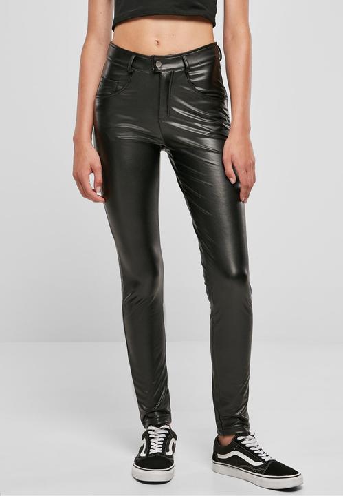 Actual product image Urban Classics Ladies Mid Waist Synthetic Leather Pants (26)