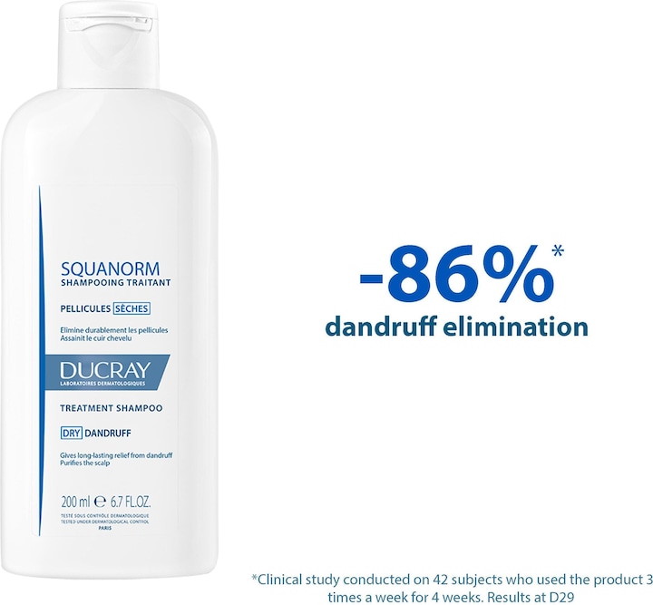Produktbild Ducray Squanorm Shampoo gegen trockene Schuppen (200 ml, Flüssiges Shampoo)
