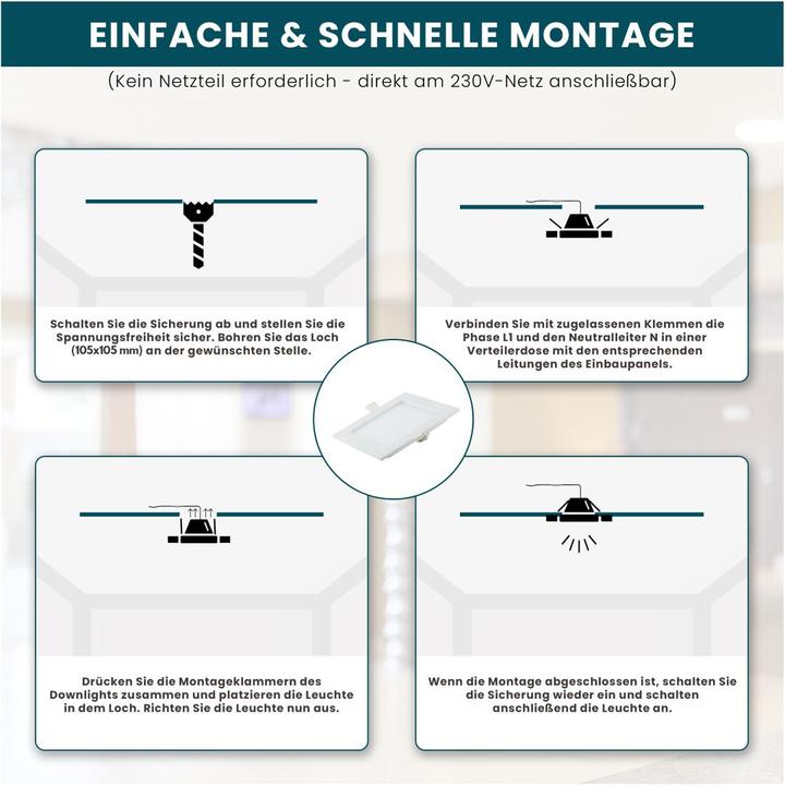 Produktbild Luxula LED CCT Einbaupanel (525 lm)
