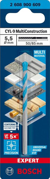Productafbeelding Bosch Professional Zubehör Expert CYL-9 MultiConstructieboor, 5,5 x 50 x85 mm, d 4,5 mm (5,5 mm)