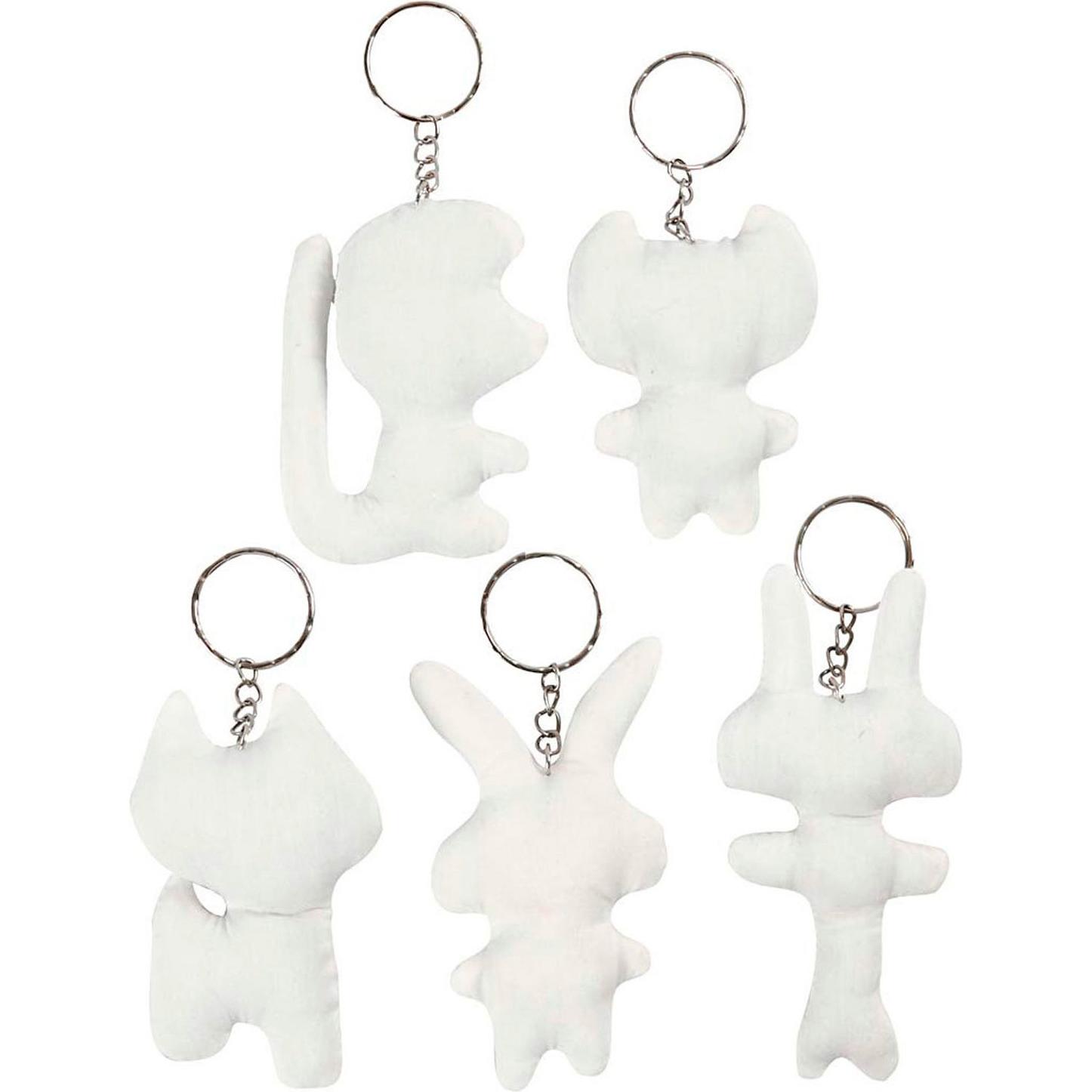 Thumbnail - Creativ Company, Herren, Schlüsselanhänger, Stoffen Dieren Sleutelhanger, 5st., Weiss