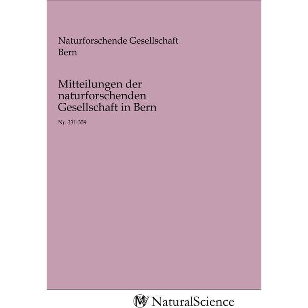 Mitteilungen der naturforschenden Gesellschaft in Bern, Fachbücher