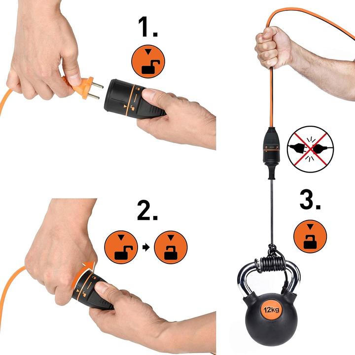 Actual product image Electraline Waterproof Extension Cord with Locking Mechanism, 20m Length, 3500W Capacity (20 m)