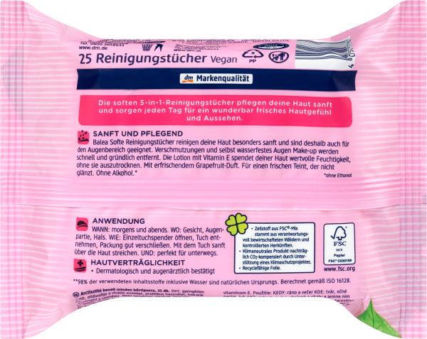 Produktbild dm Balea Softe Reinigungstücher Grapefruit