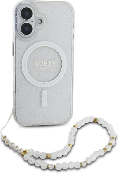 Actual product image Guess GUHMP16MHGCRELST iPhone 16 Plus 6.7" przeźroczysty/transparent hardcase IML Glitter With Pearl (Apple iPhone 16 Plus)