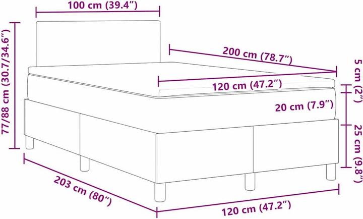 Produktbild vidaXL Boxspringbett (120 x 200 cm)