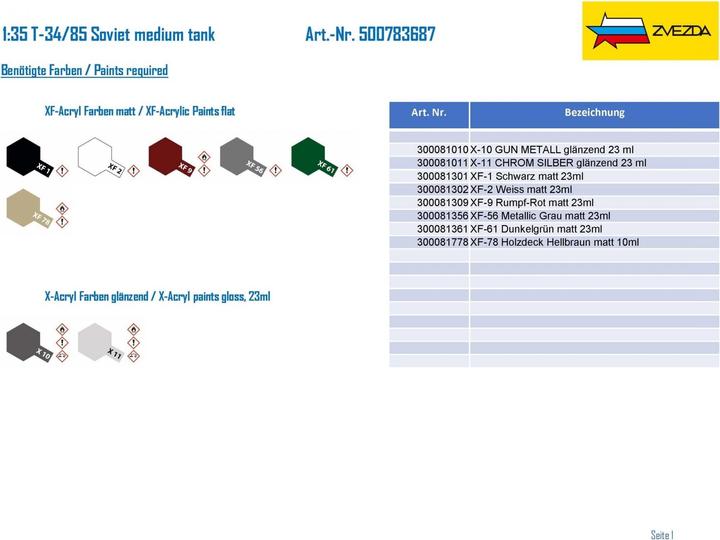 Immagine prodotto Carro armato medio sovietico T-34/85 in scala 1:35