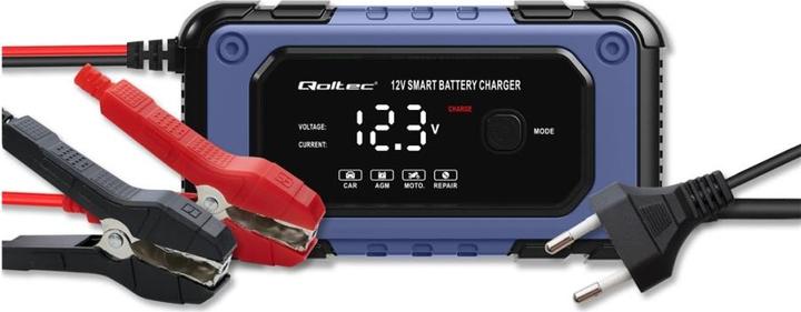 Produktbild Qoltec Prostownik do akumulatora z funkcją naprawy | Inteligentna mikroprocesowa ładowarka| 12V | (12V, 6 A)
