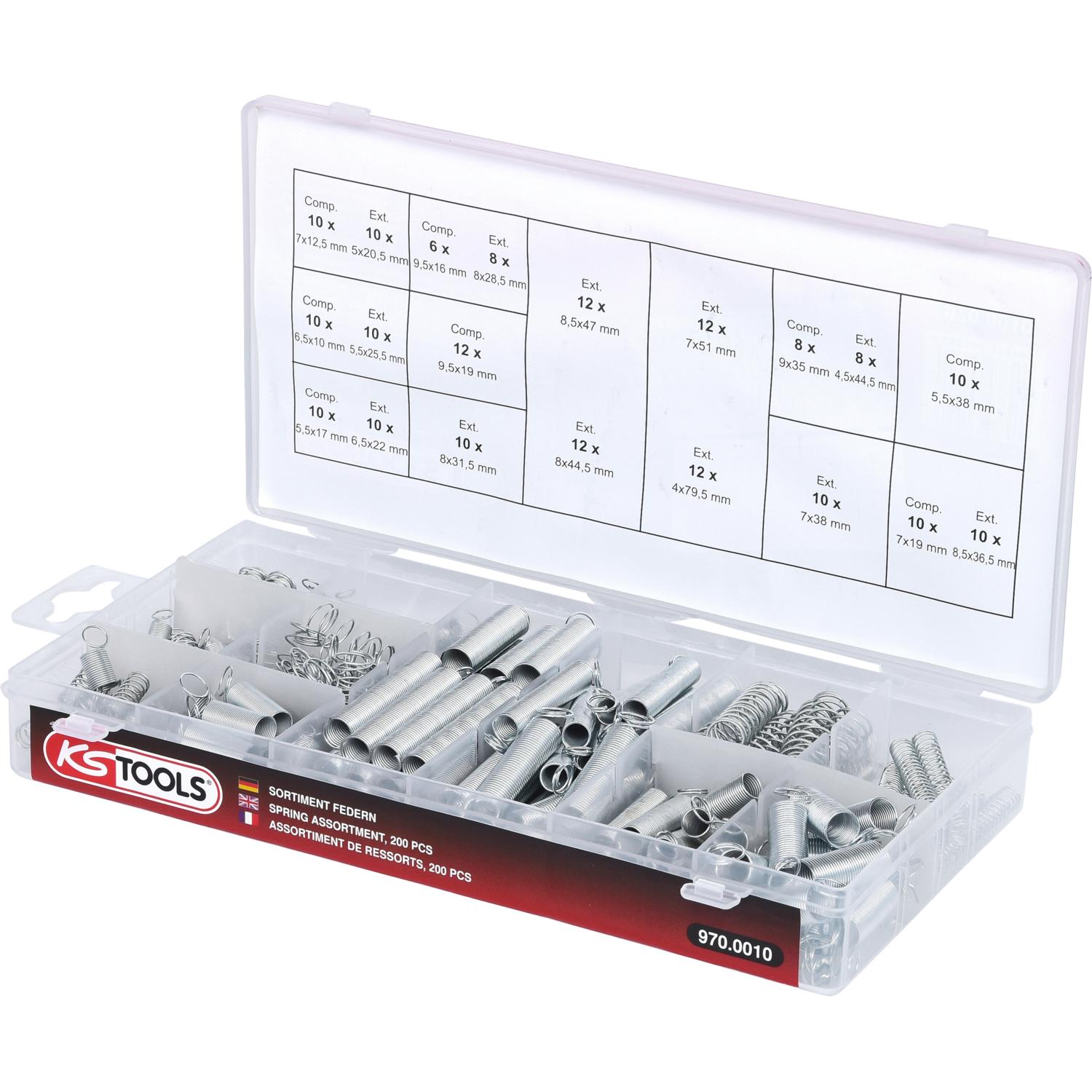 KS Tools Sortiment Federn, 200-tlg., Elektronikzubehör + Gehäuse