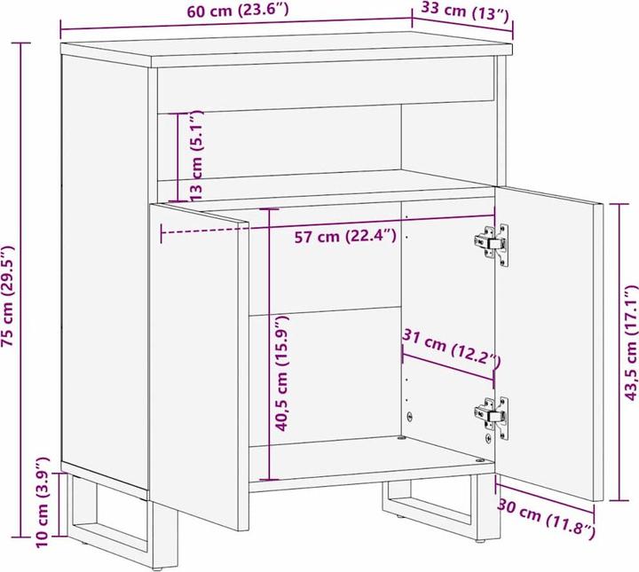Actual product image vidaXL Sideboard Einheit (33.50 x 33 x 75 cm)