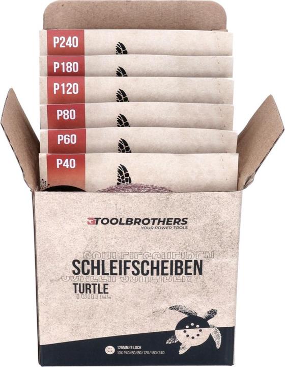 Produktbild Makita BO 5031 J Exzenterschleifer Schleifmaschine 300 Watt 125 mm + Toolbrothers TURTLE Schleifset (Exzenterschleifer, 300 W)