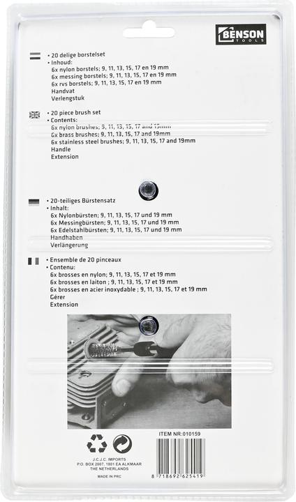 Immagine prodotto ProPlus Brush set nylon / acciaio / ottone 20 pezzi