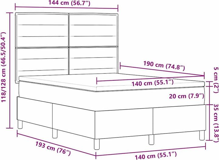 Produktbild vidaXL Boxspringbett (140 x 190 cm)