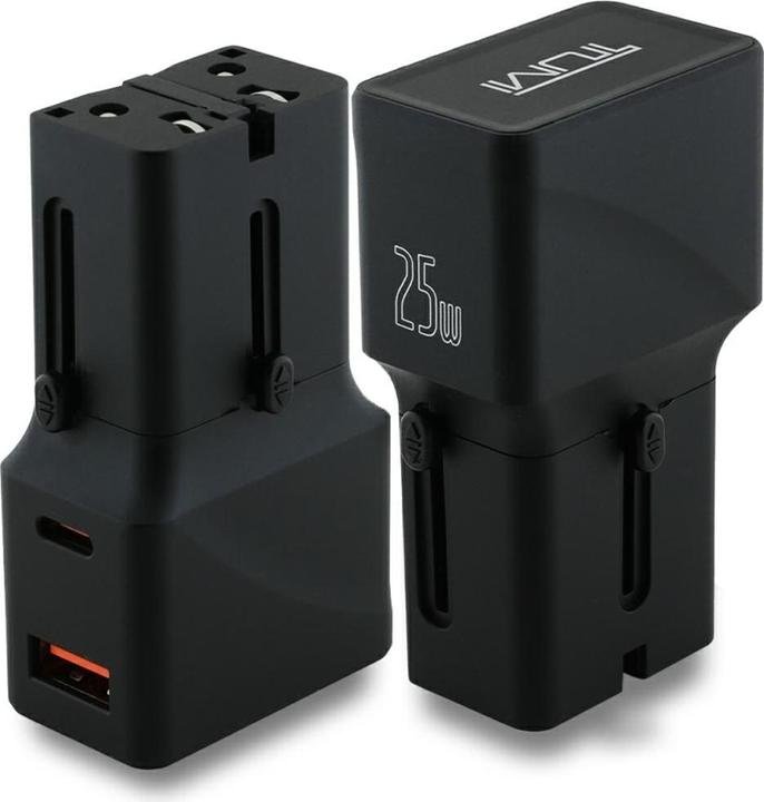 Actual product image Tumi Power Charger Travel Adapter 25W USB-C / USB-A black