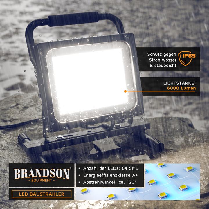 Produktbild Brandson Baustrahler, 60W LED Outdoor Fluter, Bauscheinwerfer, Arbeitsleuchte, 3,8m Kabel, IP65 (6000 lm)