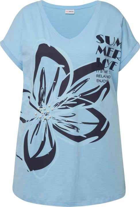 Image du produit Miamoda T-shirt oversized avec fleurs XL. Col V et manches courtes (XL)