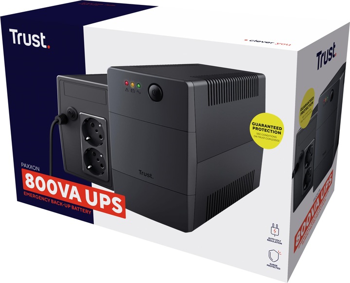 Image du produit Trust Paxxon - 800 VA - 480 W - Sine - 162 V - 290 V - 50/60 Hz (800 VA, 480 W, Line-interactive Onduleur)