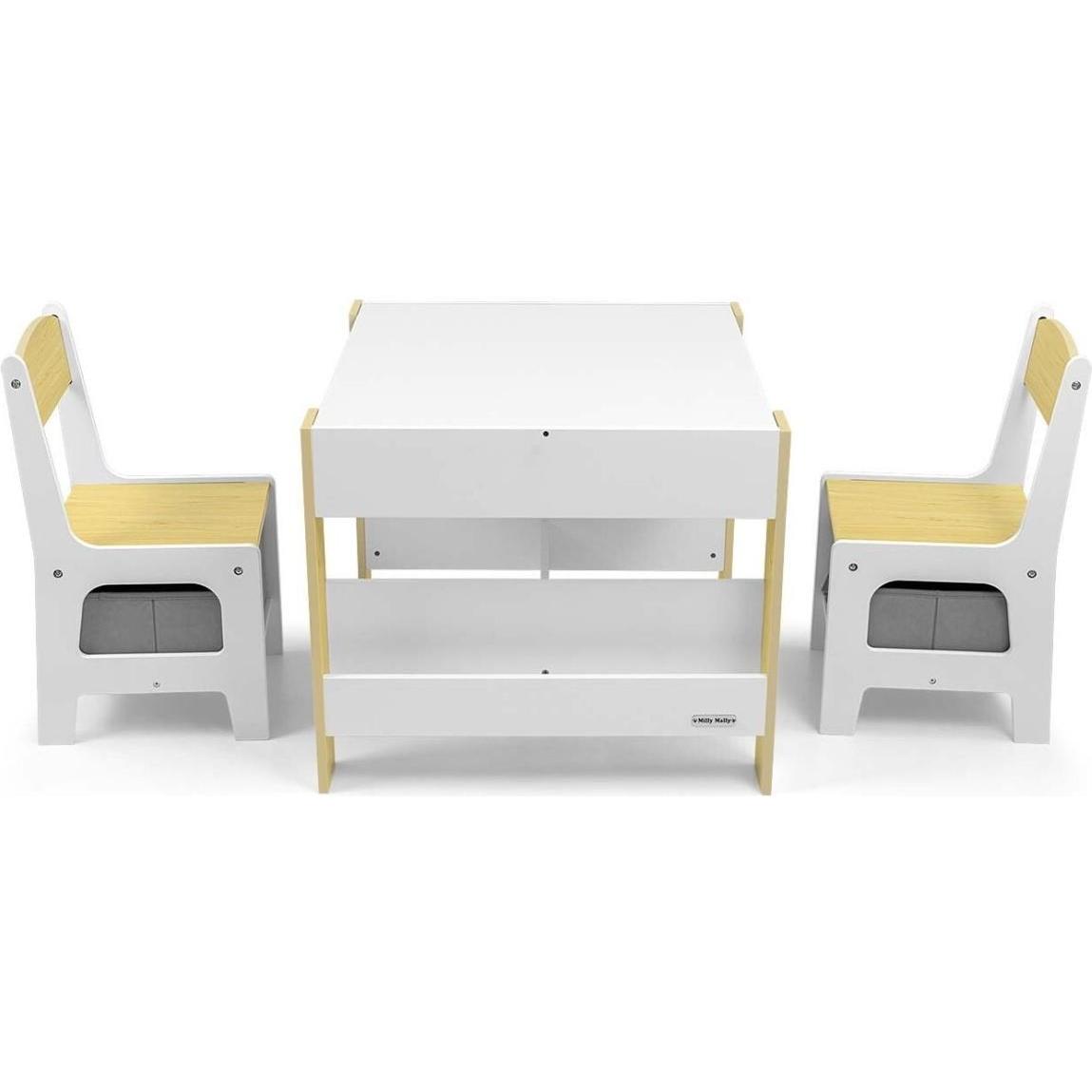 Mally Weiss/Beige Kinderstuhl + Kindertisch, Sven Und Milly (Kindersitzgruppe)