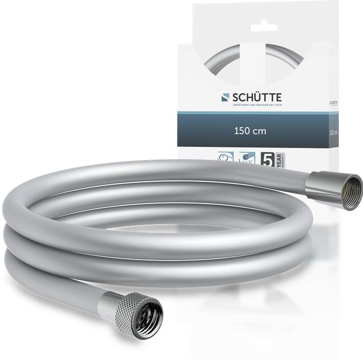 Produktbild Schütte Brauseschlauch Bad 150 cm Kunststoff Silberoptik Wassersparende Dichtung 63981 (150 cm)