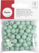 Rayher Perles en bois FSC 100%, polies, 10mm, vert clair