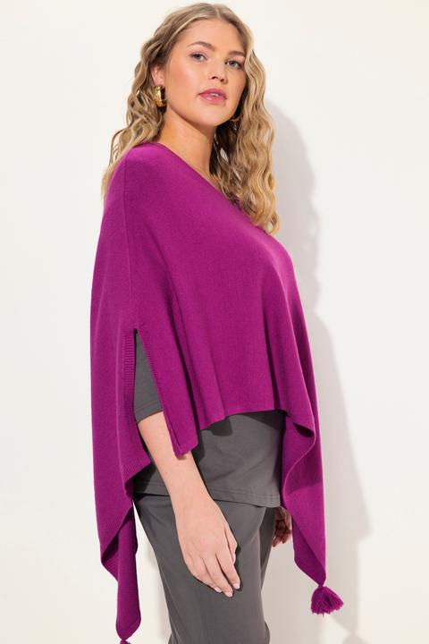 Actual product image Ulla Popken Knit Pointed Hem Poncho (58, 60, 62)