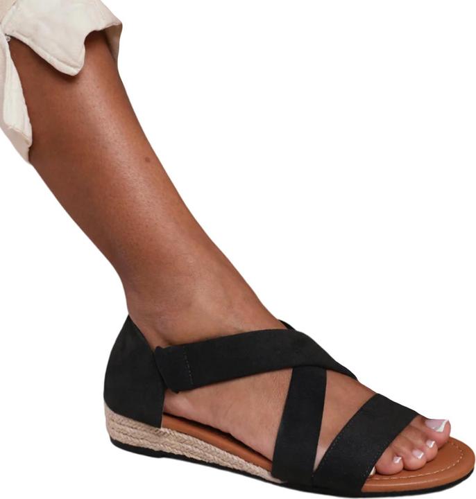 Actual product image Where's That From Womens/Ladies Hummingbird Suede Crossover Strap Wide Low Wedge Sandals (40)