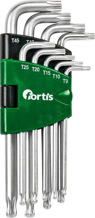 Actual product image Magni Hex key L-wrench set in plastic holder 9-piece T9-T45 coloured ball head FORTIS