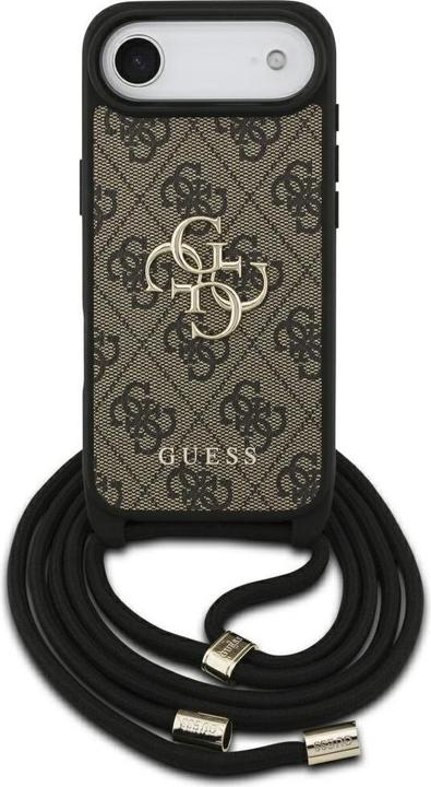 Actual product image Guess Etui 4G Big Logo Cord Stap Crossbody do iPhone 17 Air brązowy (Apple iPhone 17 Pro)