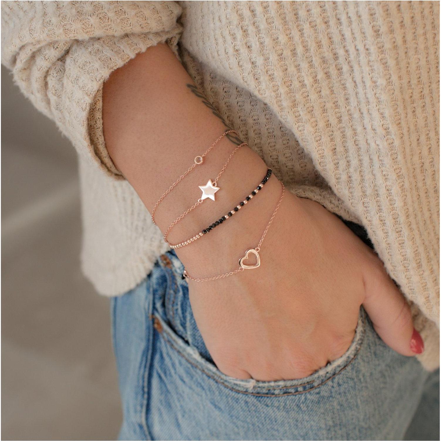 Thumbnail - Glanzstücke München, Armschmuck, Damen Herz Sterling Silber roségold 17,0 cm Basislänge + 3,0 cm Verlängerung - 11098, (...