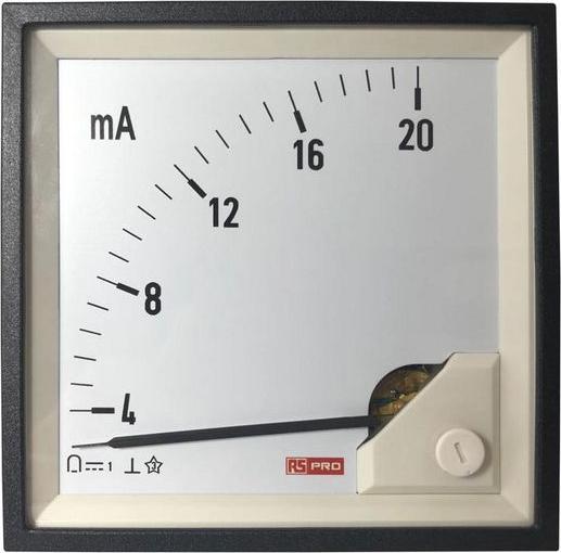 Actual product image RS PRO Analogue Panel Ammeter 20 (Input)mA DC, 92m