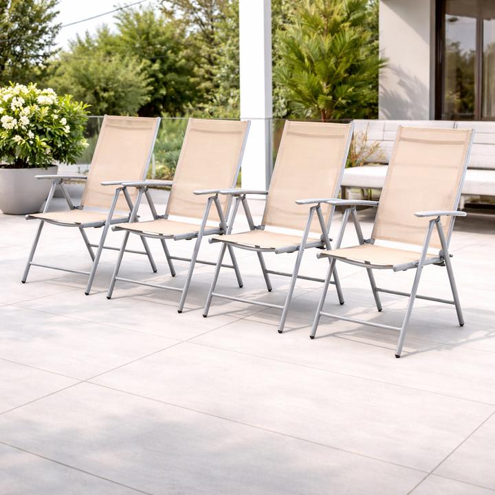 Produktbild Mojawo 4er Set Garten Klappstuhl Aluminium - Textilen Silbergrau/Beige