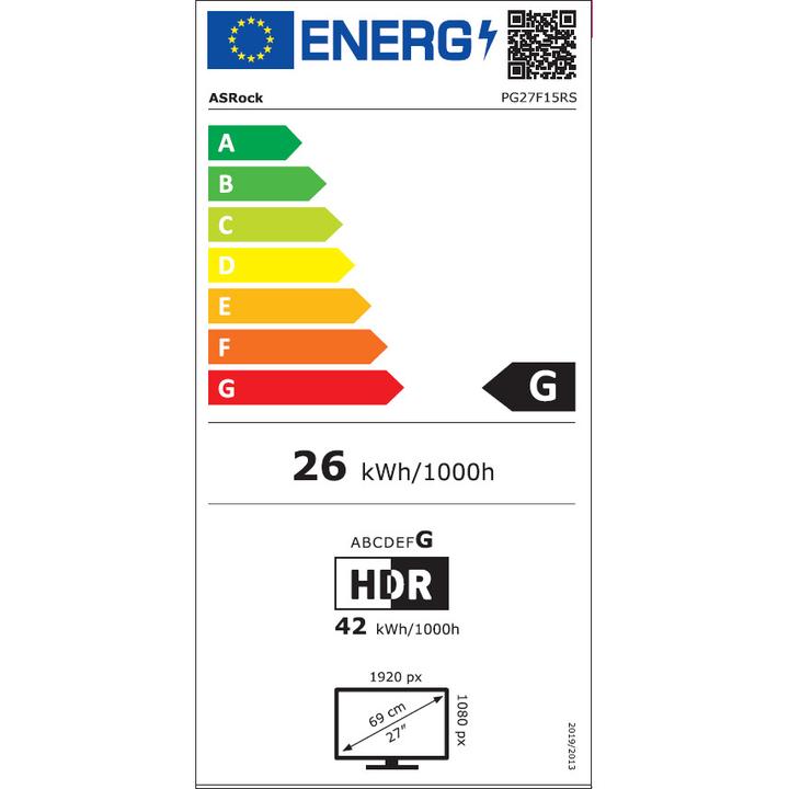 Energy Label AsRock PG27F15RS1A (1920 x 1080 pixels, 27")