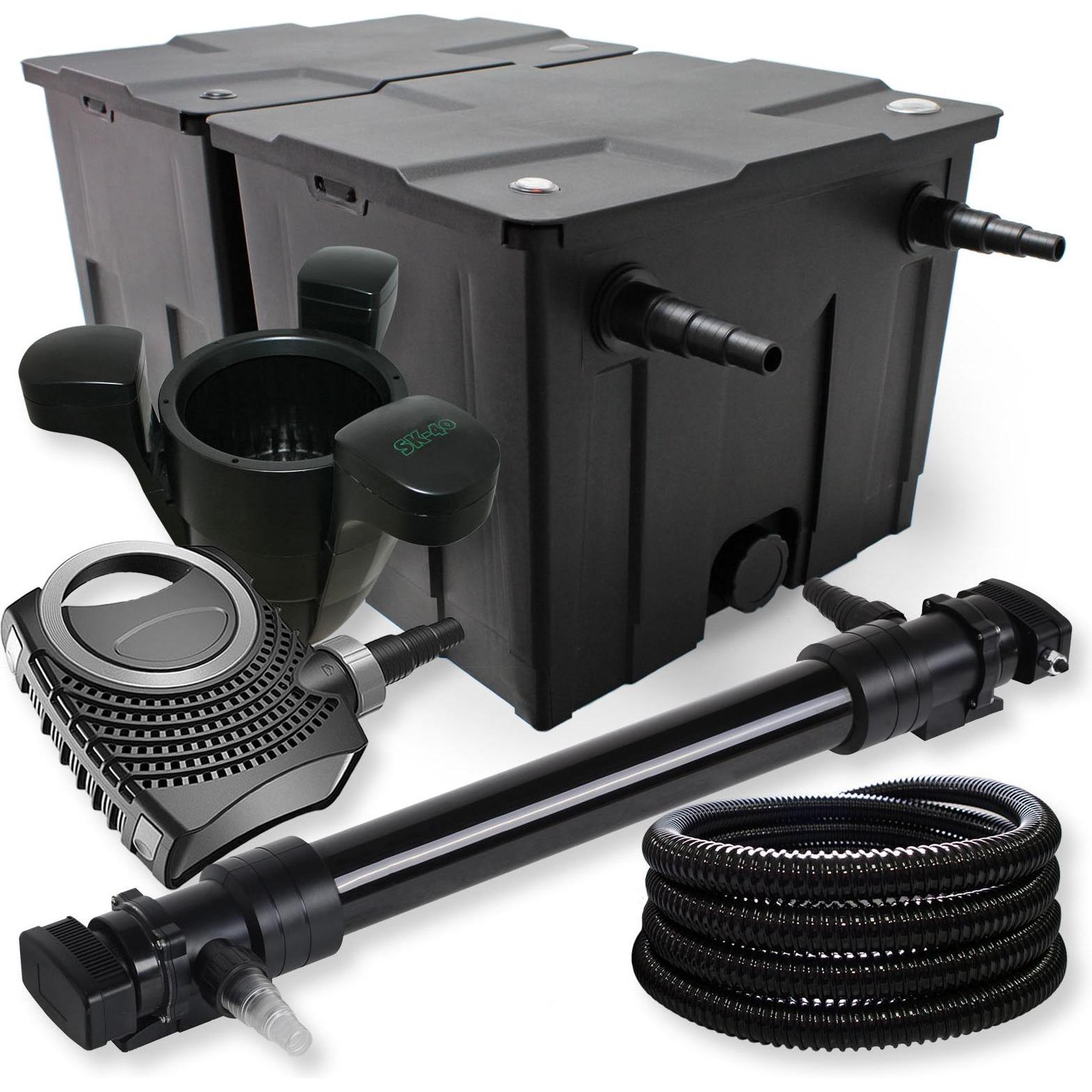 Thumbnail - SunSun, Brunnen + Gartenteich, 2-Kammer Filter Set 60000l 72W UVC Teich Klärer NEO10000 80W Pumpe Schlauch Skim