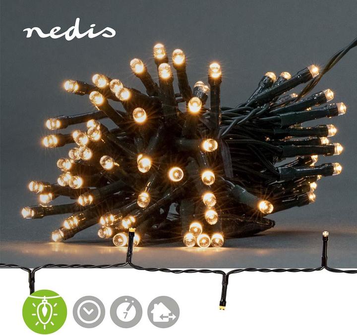 Immagine prodotto Nedis Luci decorative | Cavo | 96 LED | Bianco caldo | 7,20 m | Effetti di luce: 7 | Interno ed esterno (7.20 m)
