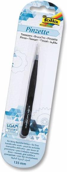 Actual product image Folia Tweezers, pointed, length: 135 mm, black coated