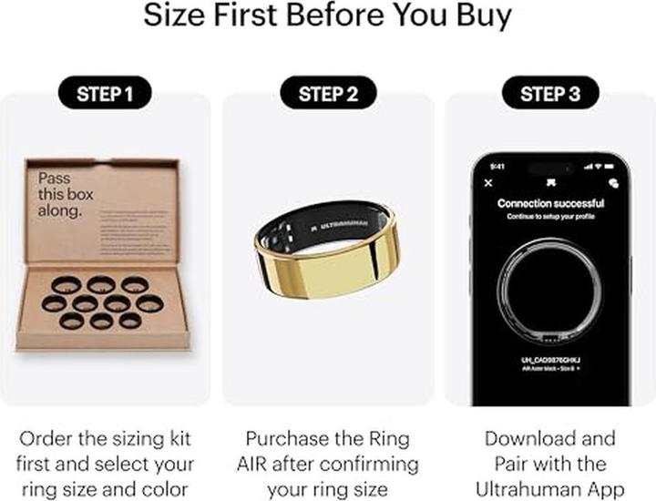 Actual product image Ultrahuman Ring Air- Size-08- Air Gold (8, Bionic Gold)