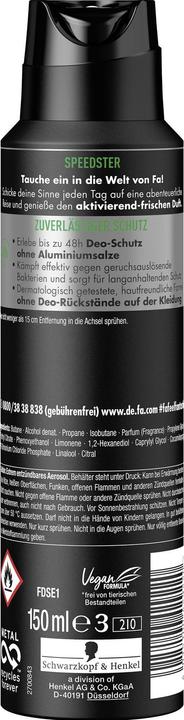 Produktbild Fa Deo Spray Men Speedster 150 ml (Spray, 150 ml)