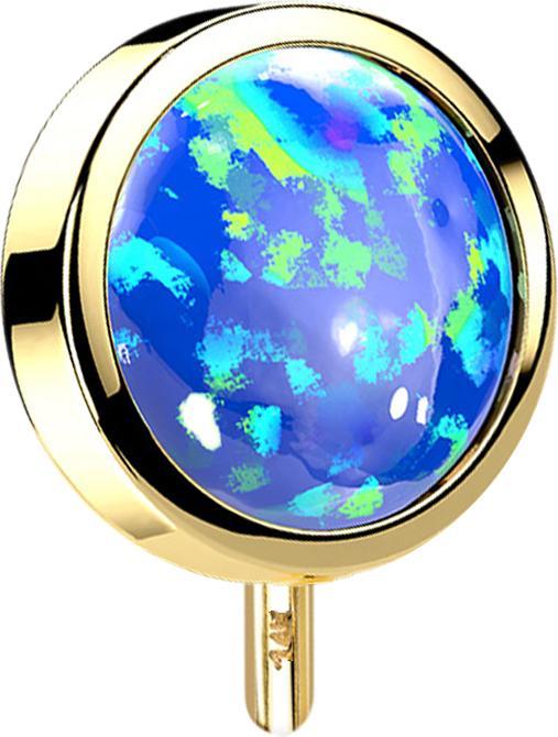 Actual product image Star Piercing Threadless disc 14k gold front with blue opal (without brass, 14k gold)