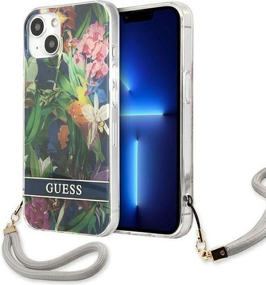 Produktbild Guess GUHCP13SHFLSB iPhone 13 mini 5,4" niebieski/blue hardcase Flower Strap (Apple iPhone 13 mini)