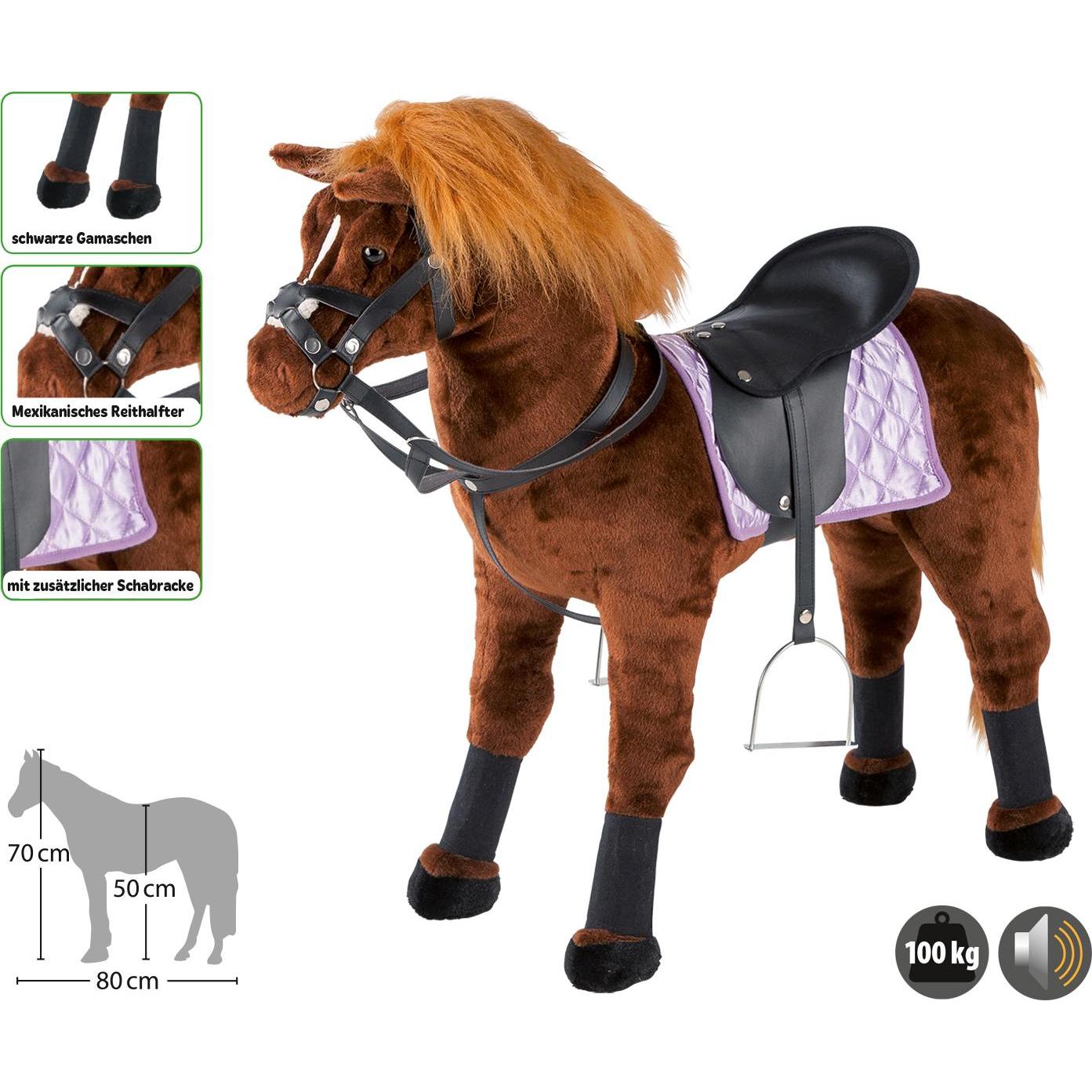 Thumbnail - Happy People Plüschpferd mit Sound Tragkraft ca. 100kg braun 80x70cm