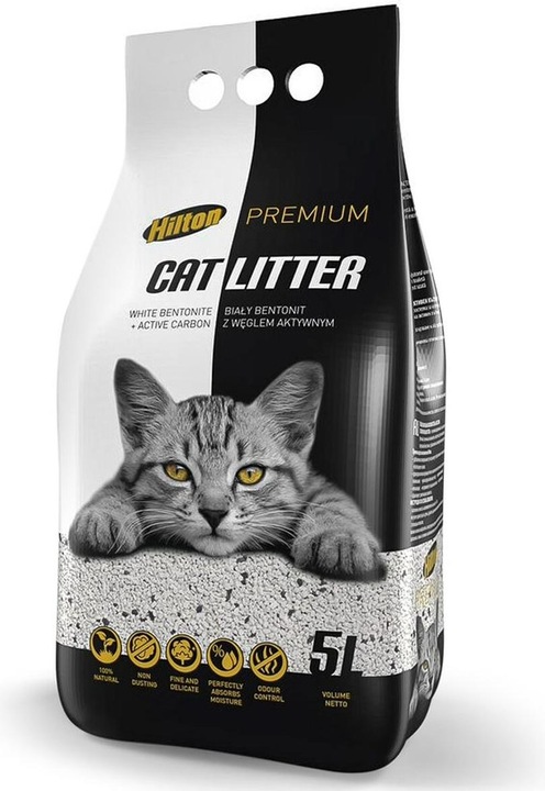 Produktbild Hilton Bentonit mit Aktivkohle Weiss - Katzenstreu - 5 l (Schnell absorbierend, 9.90 kg)
