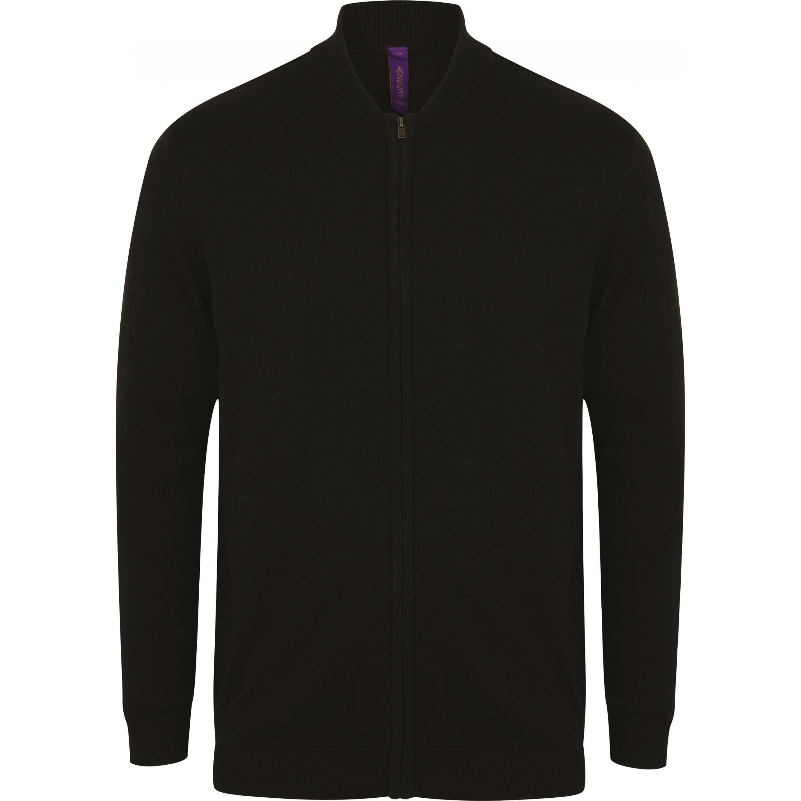 Henbury, Herren, Pullover, Strickjacke mit Reissverschluss, Schwarz, (L)