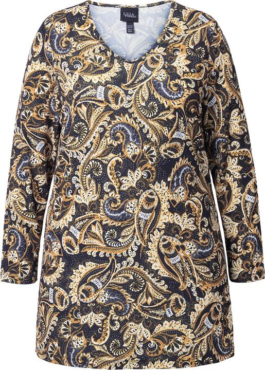 Immagine prodotto Ulla Popken Maglia dal taglio lungo e svasato con Paisley, scollo a V e maniche lunghe (50, 52)