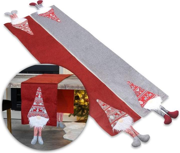 Hermex 2er Set Tischläufer Tischdecke mit Wichteln (33 x 208 cm)