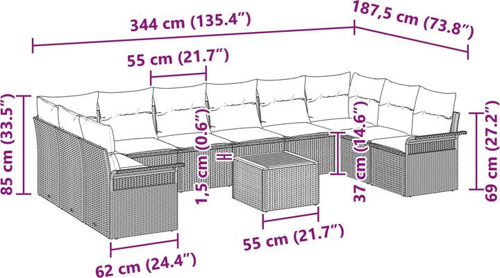 Produktbild vidaXL Gartensofa-set