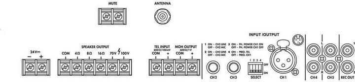 Actual product image Monacor ELA mono class D mixer amplifier 120 W, MP3, USB/SD, FM, DAB+, BT (Tube amplifier)