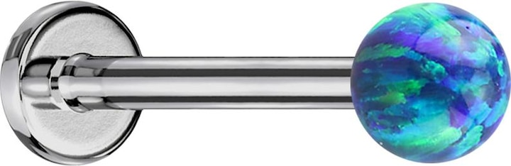 Actual product image Star Piercing Micro Labret silver with ball Opal blue (without brass, Titanium G23)