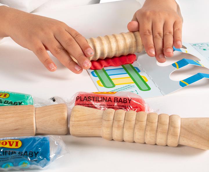 Actual product image Jovi Plastilina Baby My First Case with 4 bars modeling clay and 3 different wooden rolling pins