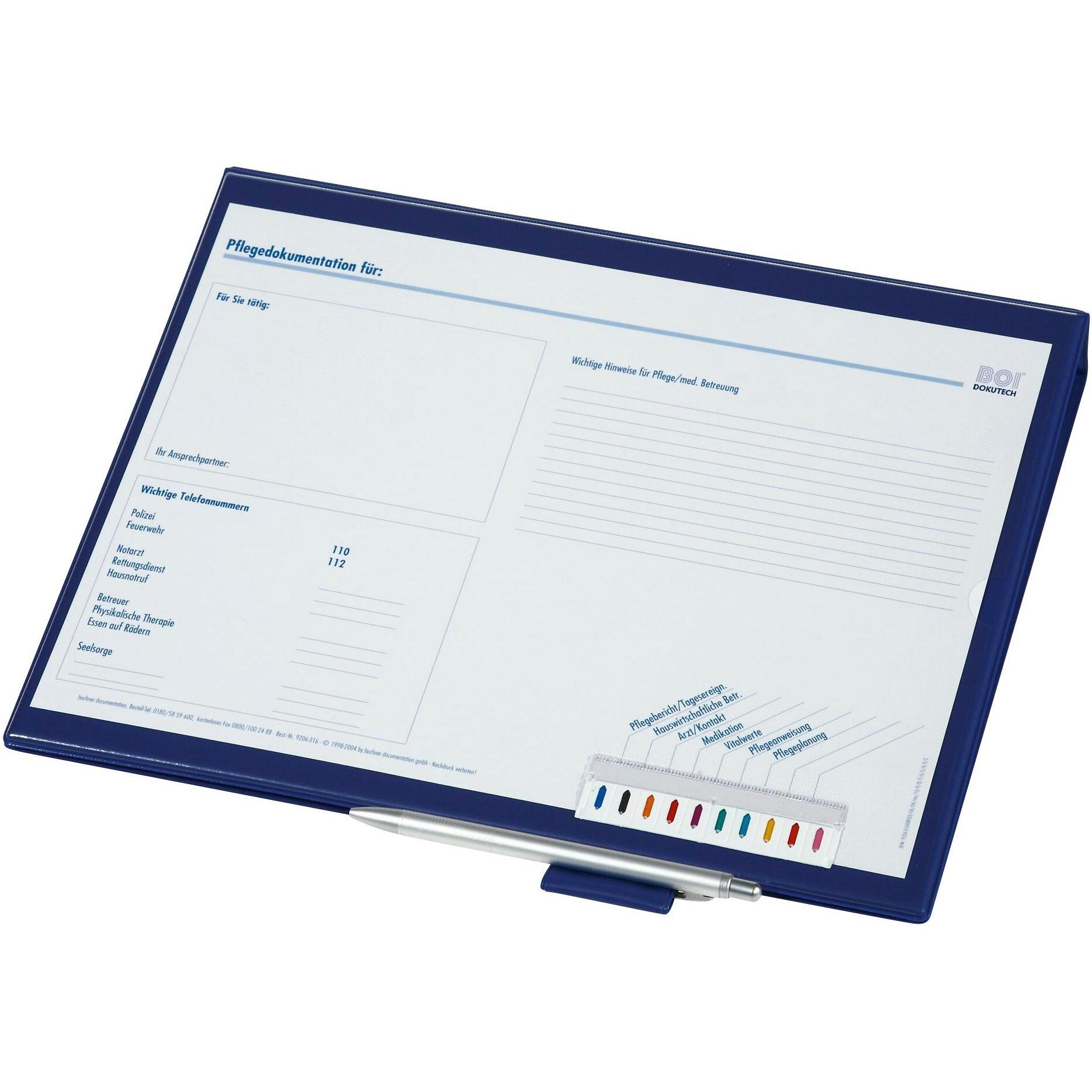 Boi Dokutech, Mappe, Click-Plus Ambulant Patienten-Dokumentationsmappe 2-Ringe blau 3,5 cm DIN A4 (A4)