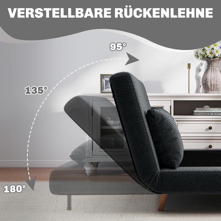 Produktbild Homcom Schlafsofa Polyester, Buchenholz Dunkelgrau